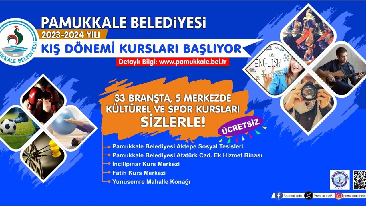 Pamukkale Belediyesi Kış Kurslarına başvurular başladı
