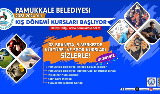 Pamukkale Belediyesi kış kurslarına başvurular devam ediyor