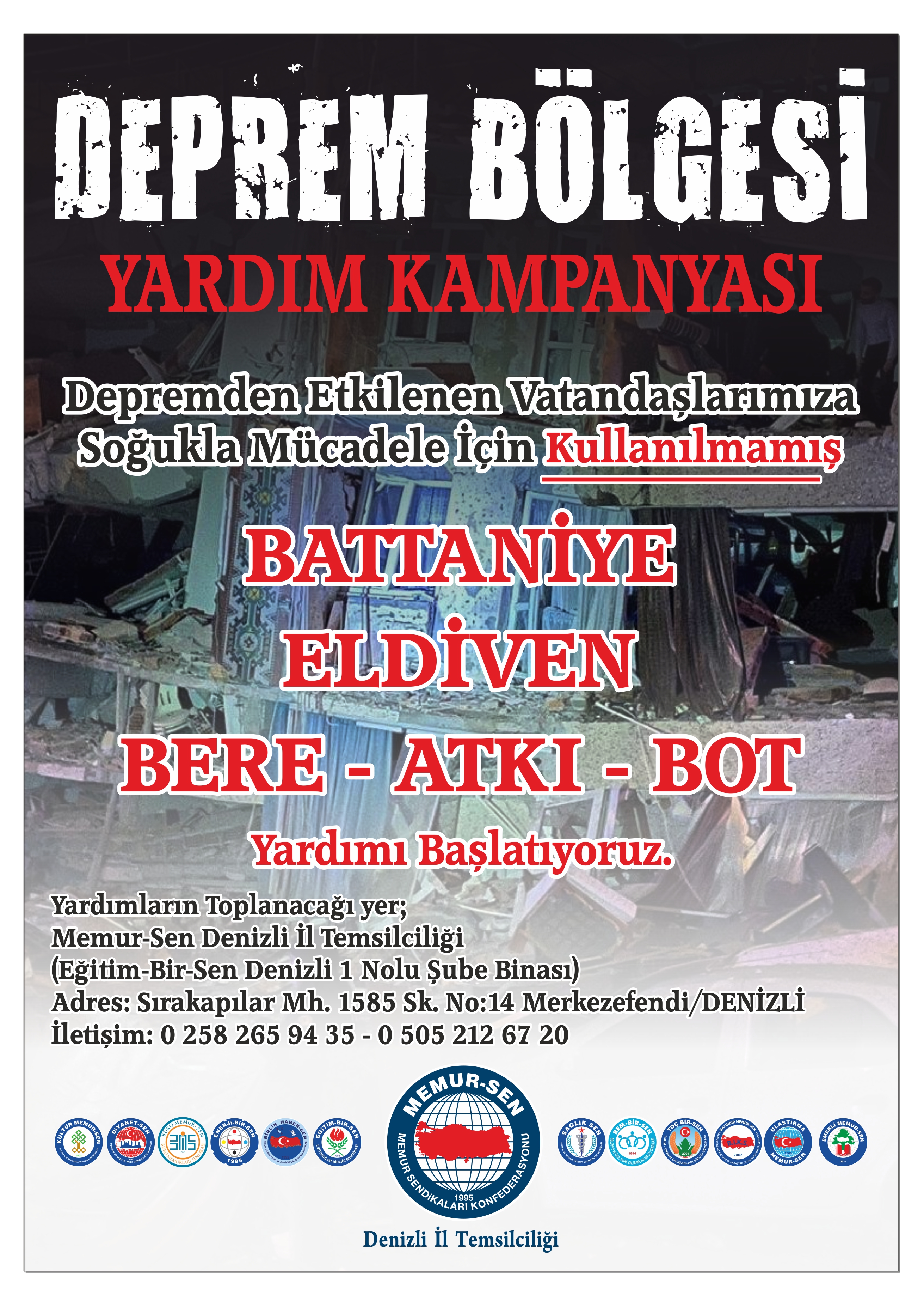 Deprem bölgesi yardım kampanyası
