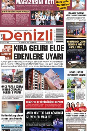 Denizli Gazetesi 26 Ağustos 2024