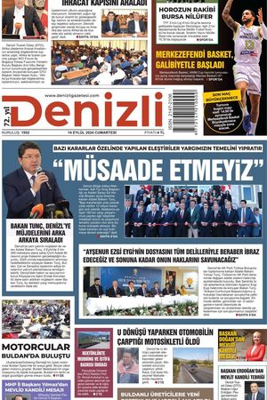 Denizli Gazetesi 14 Eylül 2024