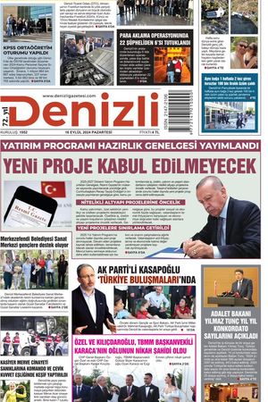 Denizli Gazetesi 16 Eylül 2024